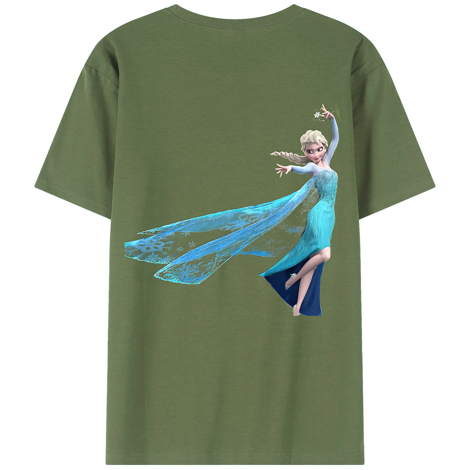 （画像用） アナと雪の女王 アンナ エルサ Frozen Anna Elsa 綿100％ メンズ半袖Tシャツ（バックプリント） 通気性